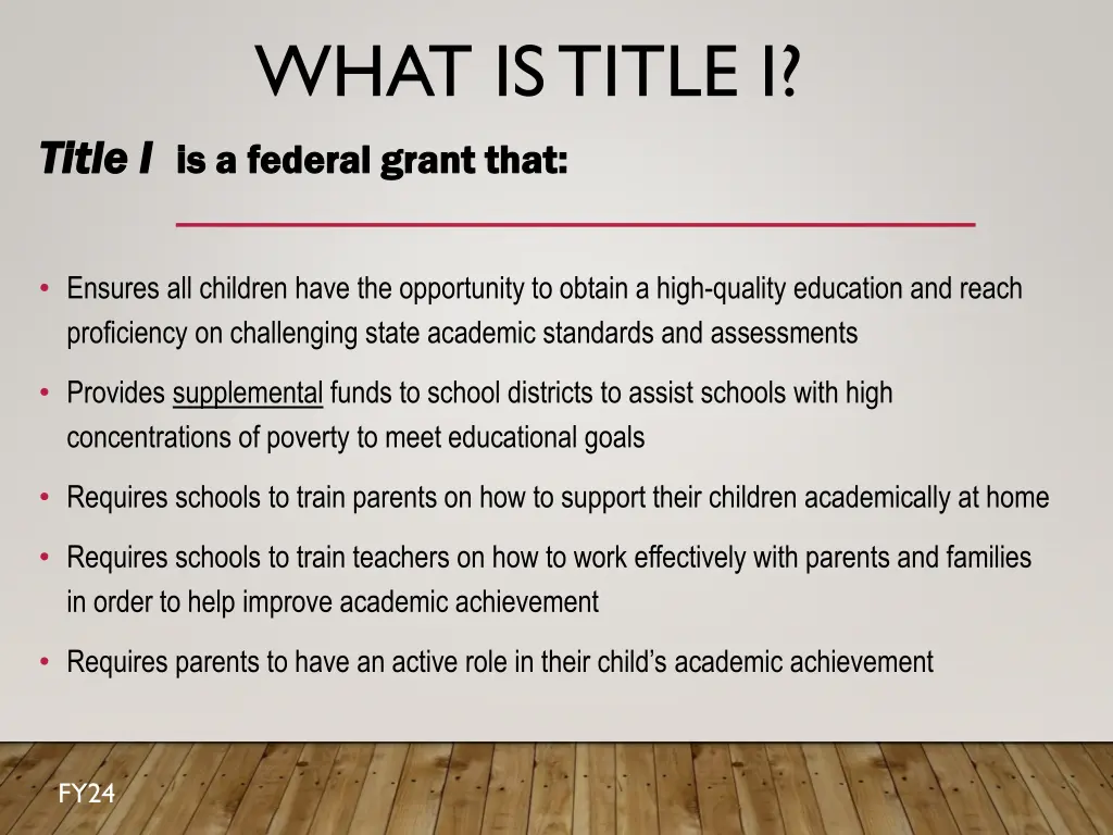 what is title i title i is a federal grant that