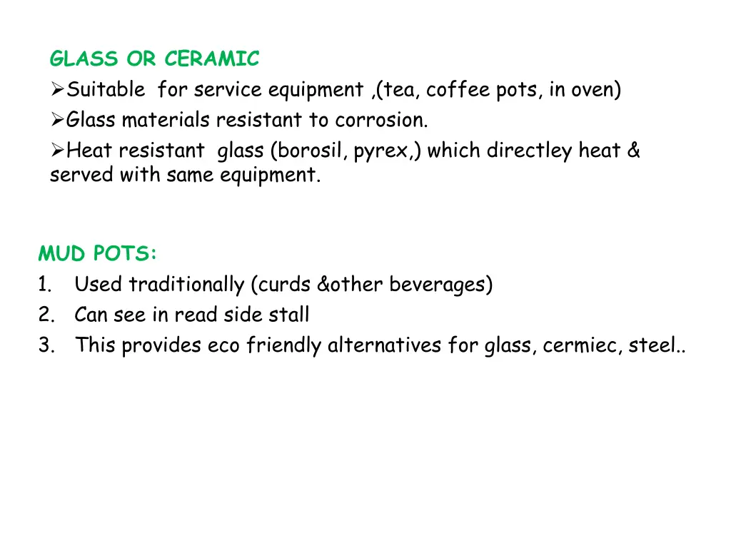 glass or ceramic suitable for service equipment