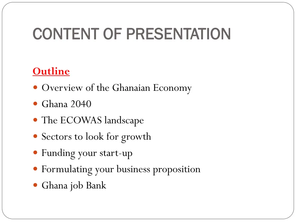 content of presentation content of presentation