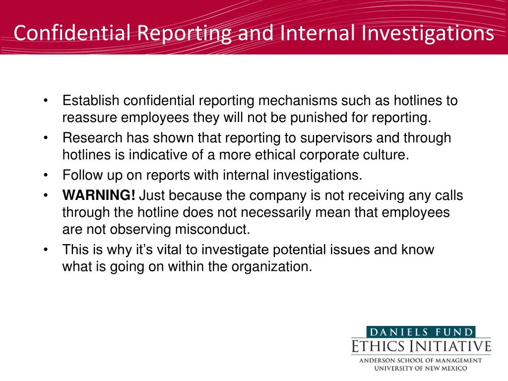 confidential reporting and internal investigations