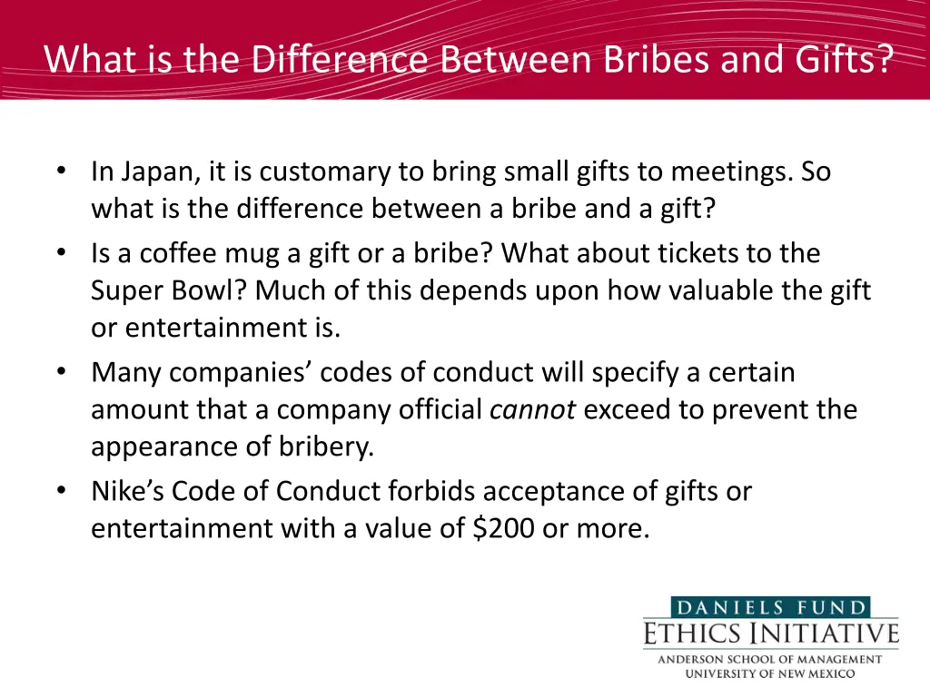 what is the difference between bribes and gifts