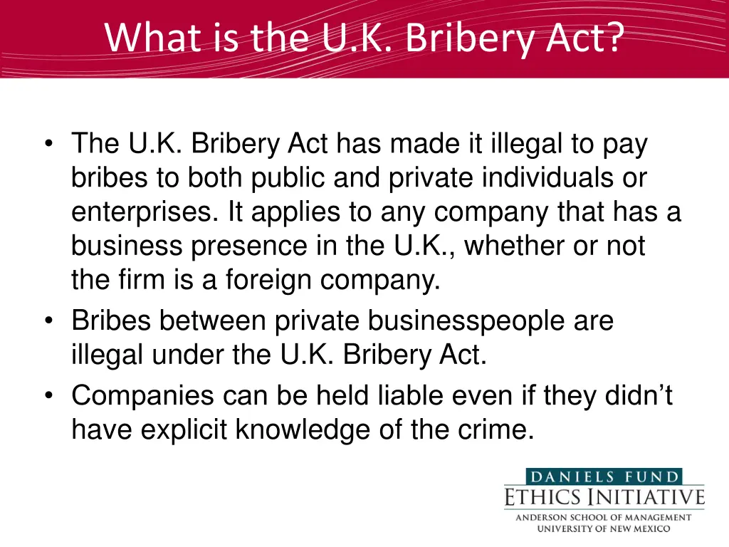 what is the u k bribery act