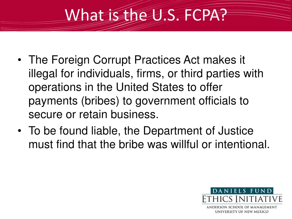 what is the u s fcpa