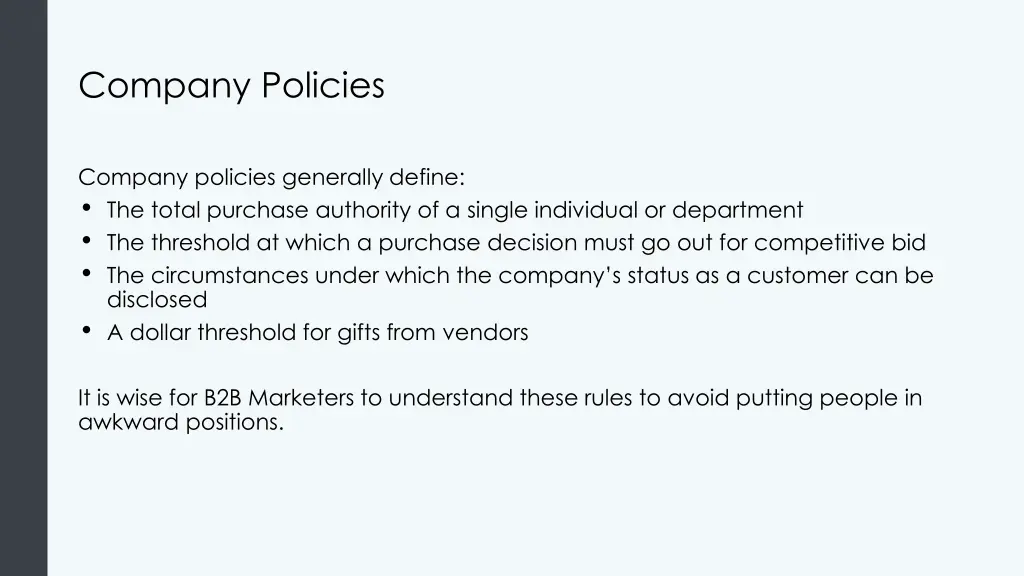 company policies