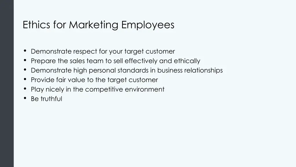 ethics for marketing employees