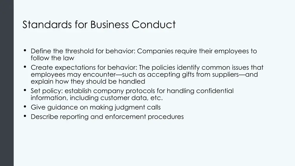 standards for business conduct