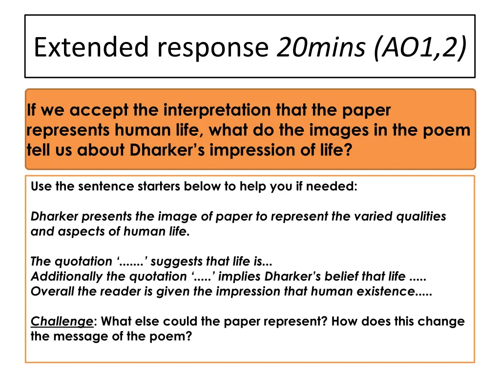 extended response 20mins ao1 2