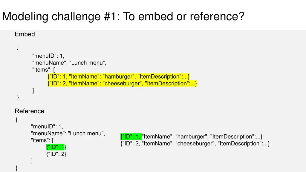 modeling challenge 1 to embed or reference 1