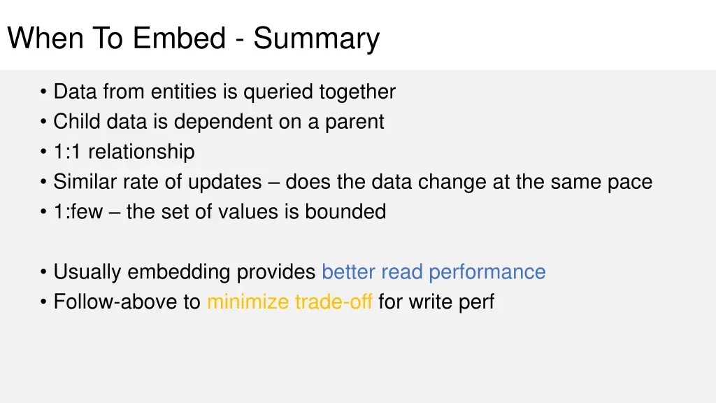 when to embed summary