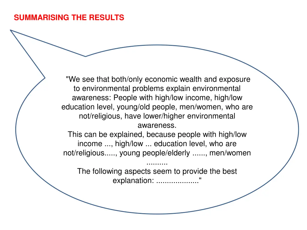 summarising the results