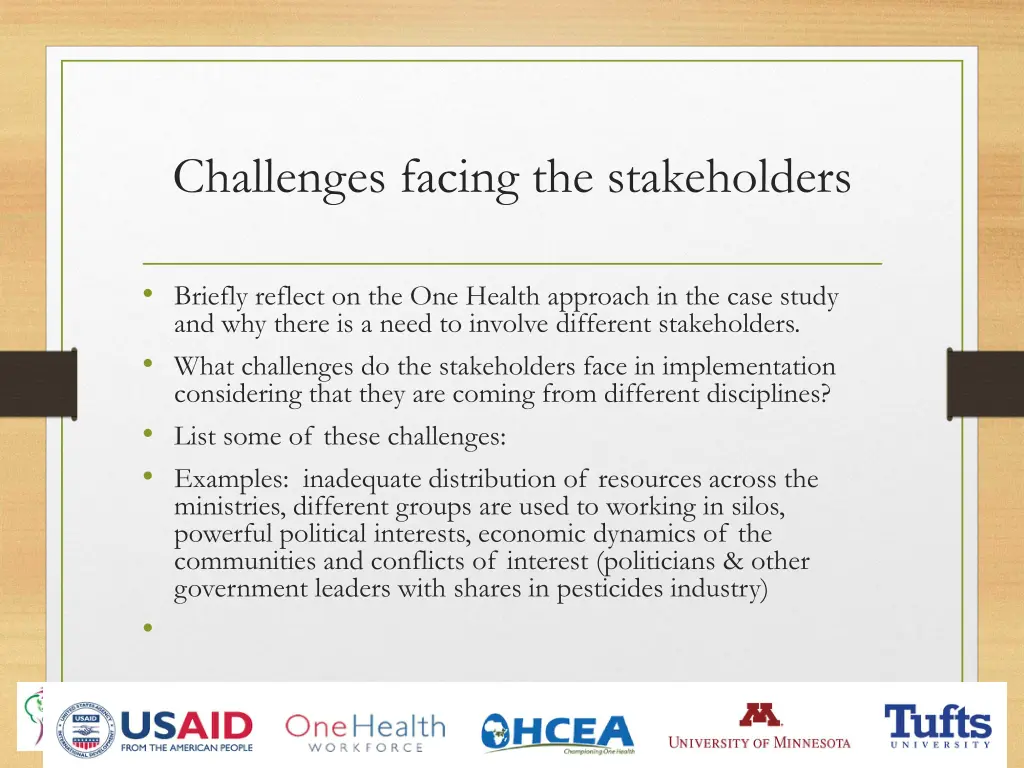 challenges facing the stakeholders