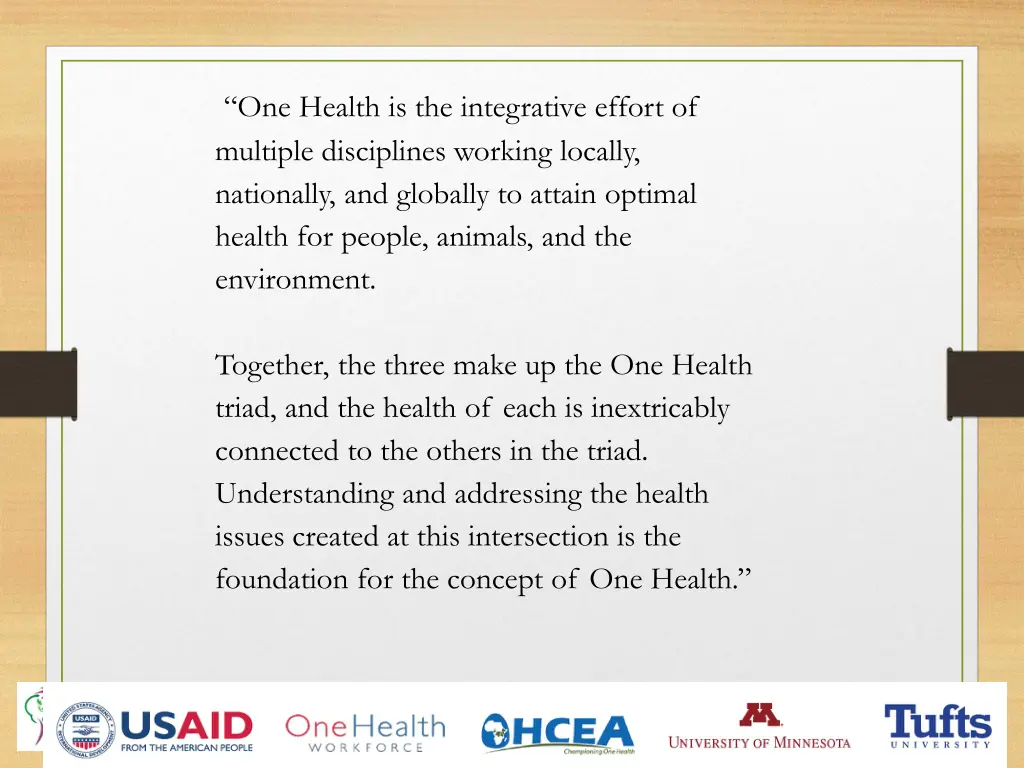 one health is the integrative effort of multiple