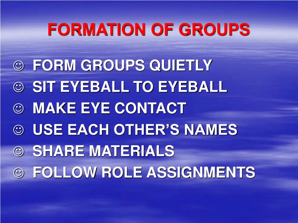 formation of groups