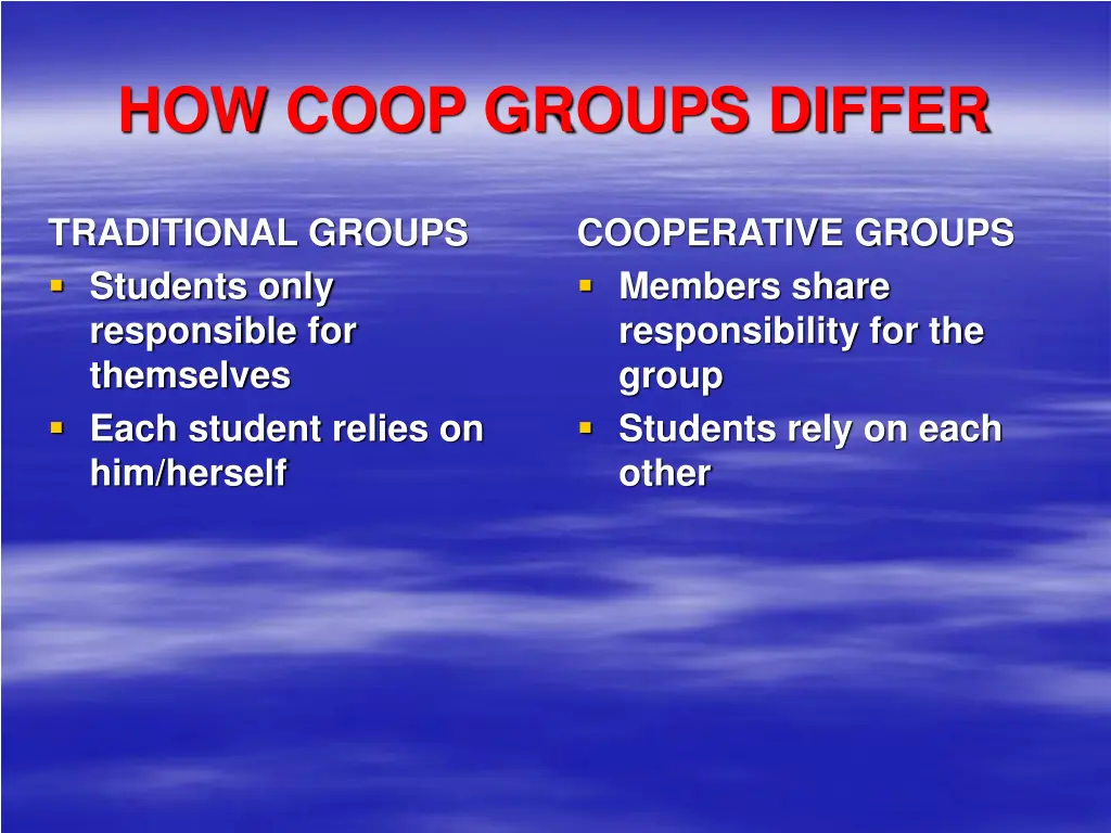 how coop groups differ 2