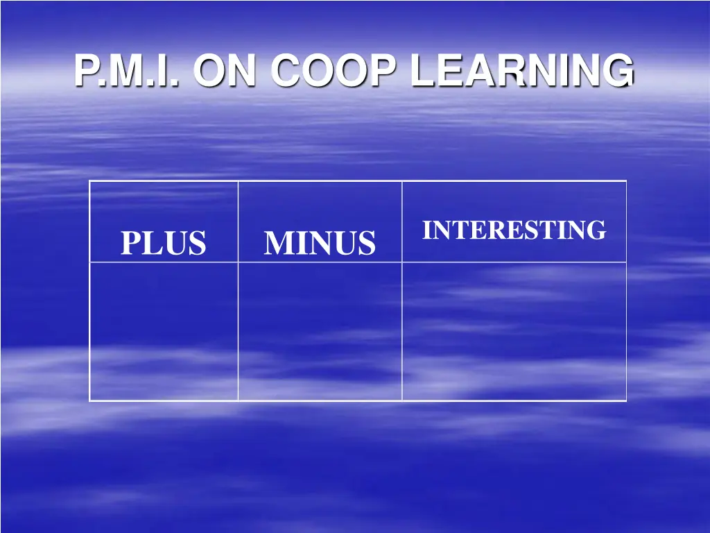 p m i on coop learning