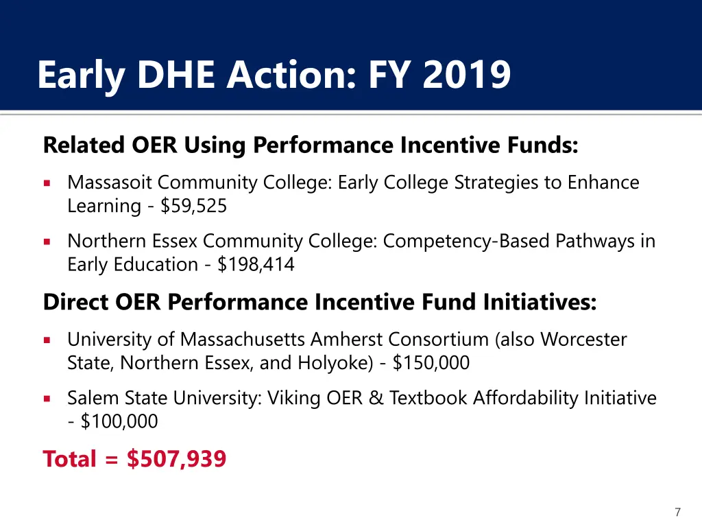 early dhe action fy 2019