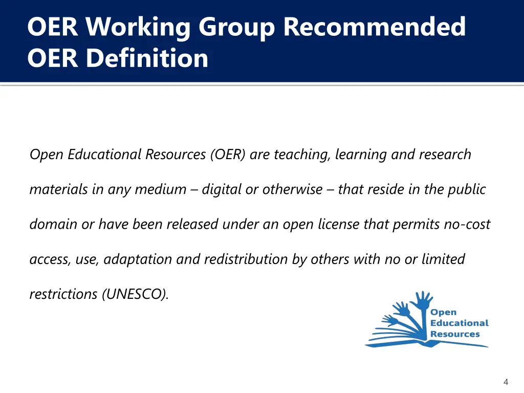 oer working group recommended oer definition