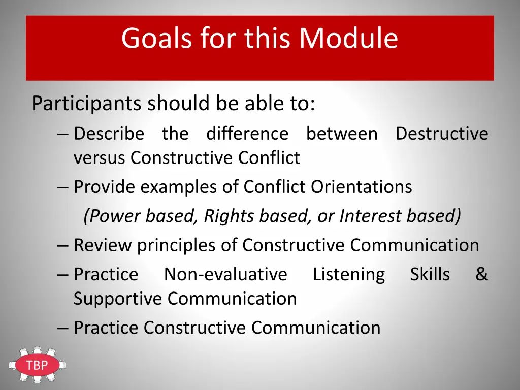 goals for this module