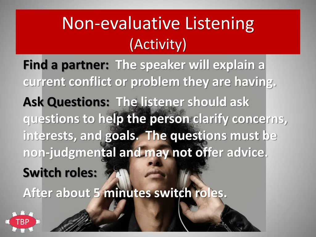 non evaluative listening activity find a partner