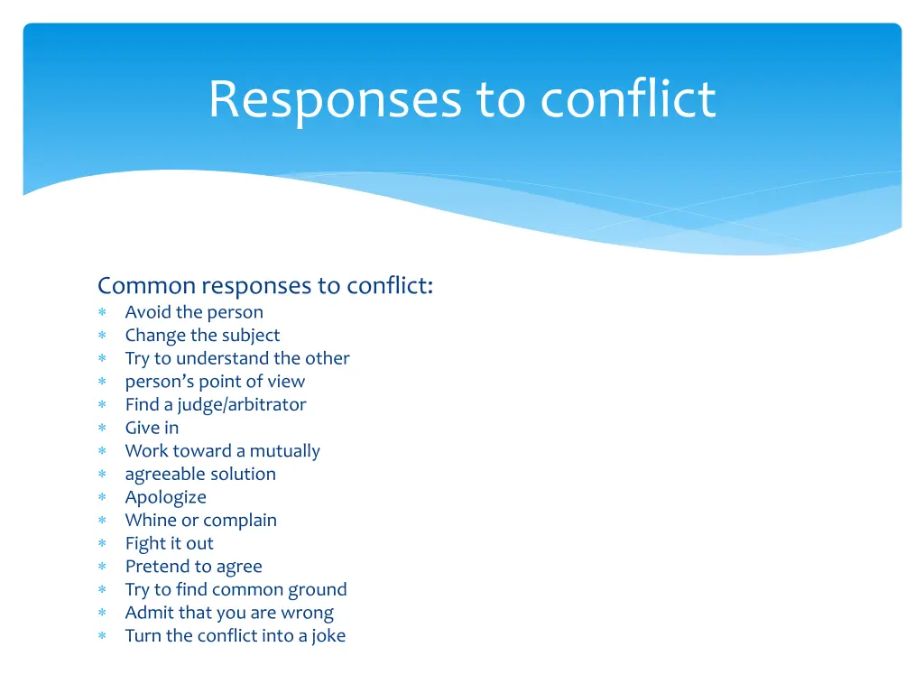 responses to conflict