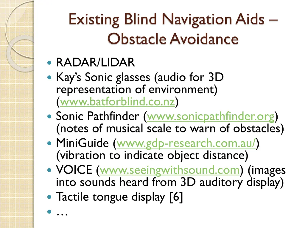 existing blind navigation aids obstacle avoidance