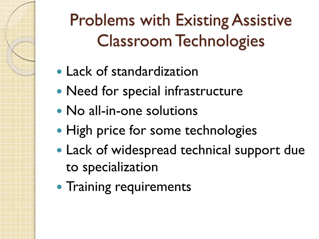 problems with existing assistive classroom