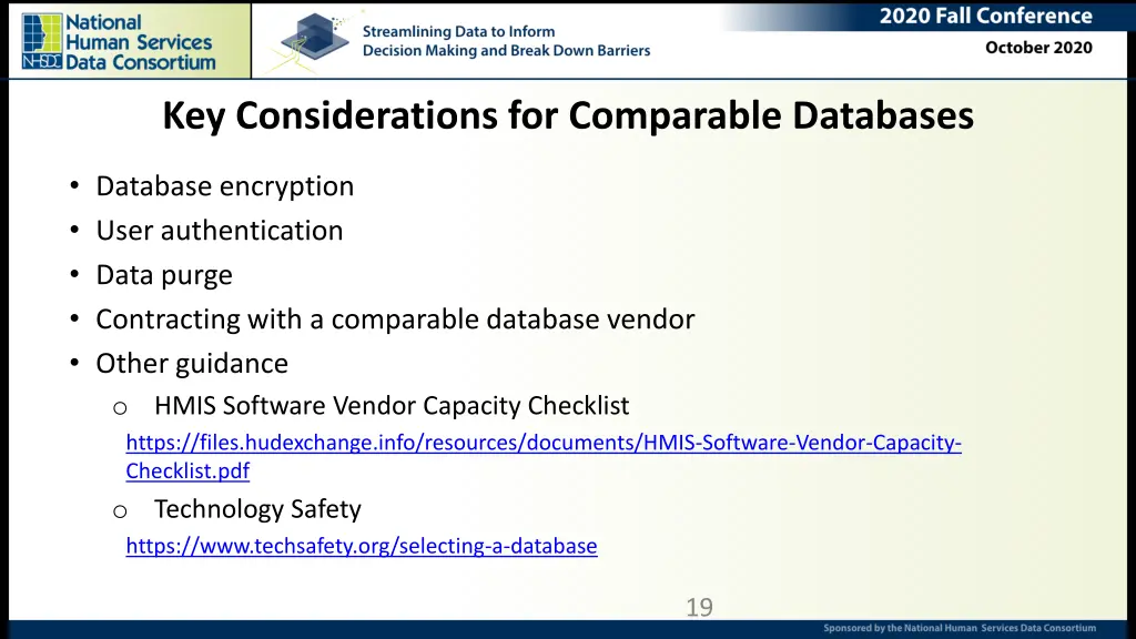 key considerations for comparable databases