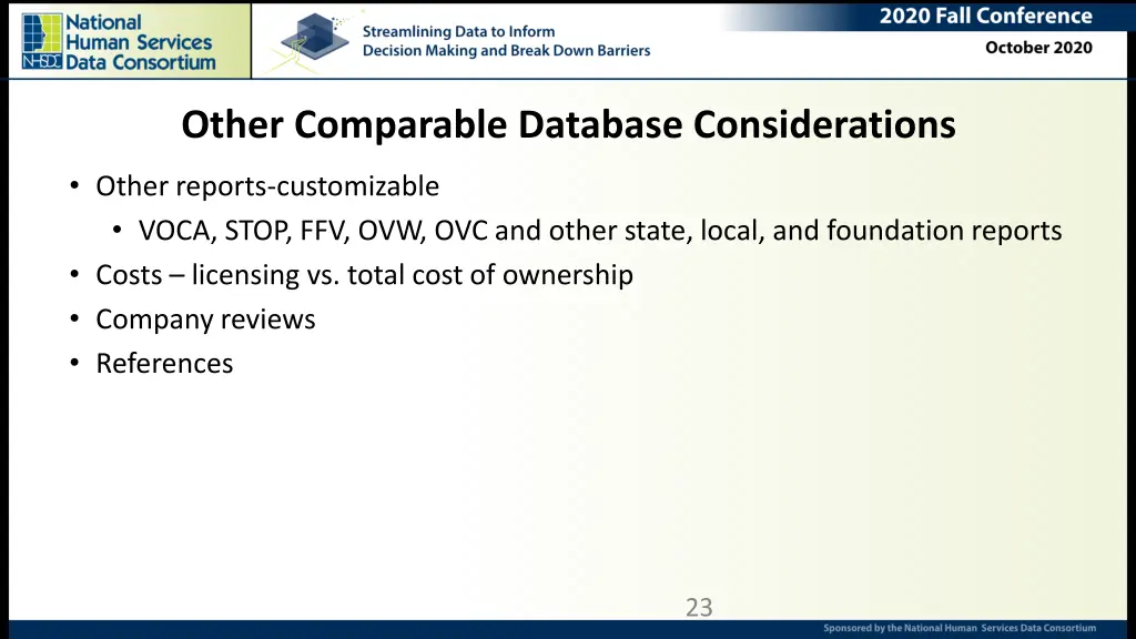 other comparable database considerations