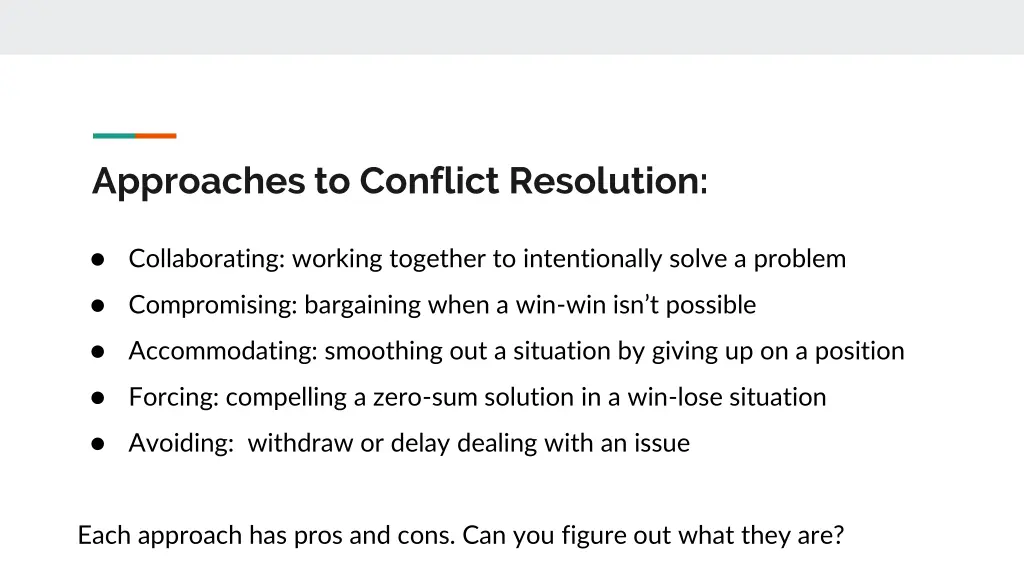 approaches to conflict resolution