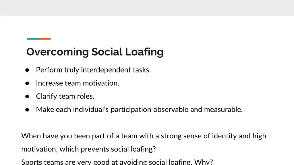 overcoming social loafing