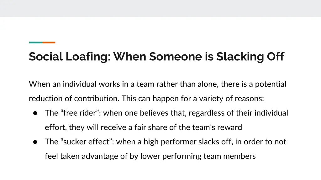 social loafing when someone is slacking off