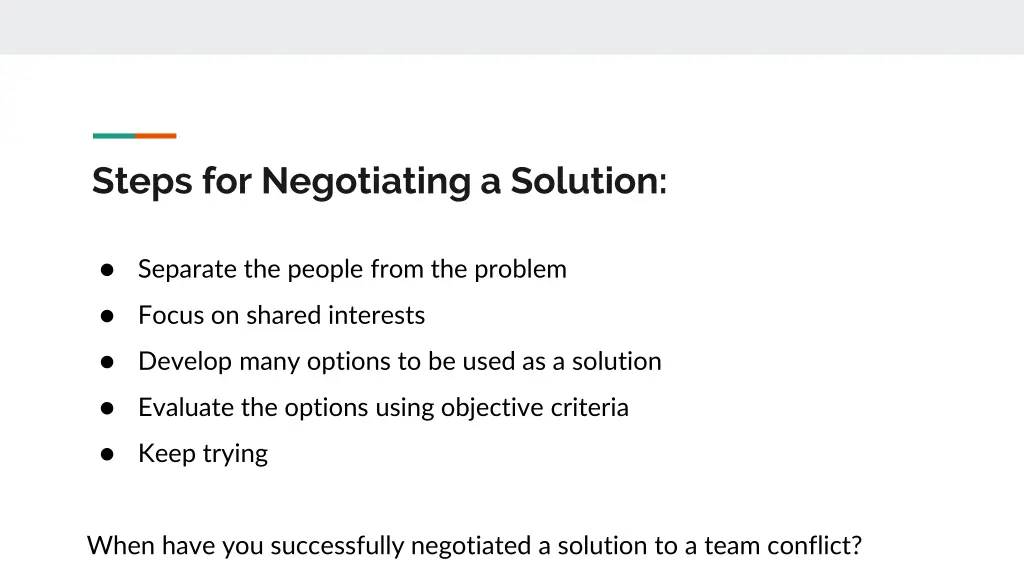 steps for negotiating a solution