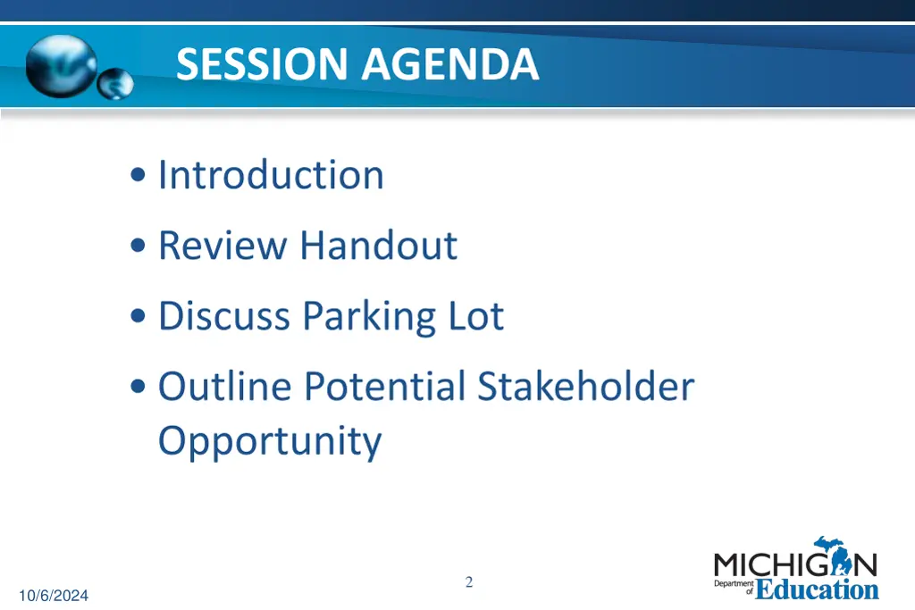 session agenda