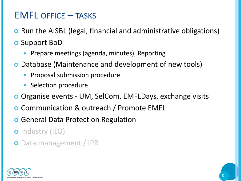 emfl office tasks