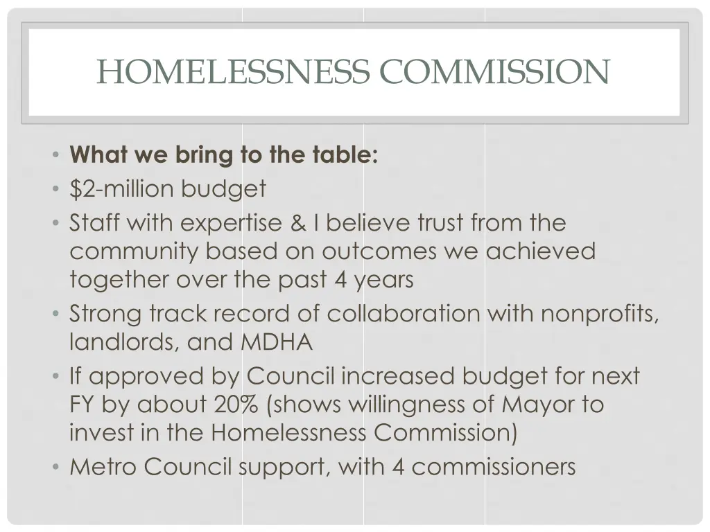 homelessness commission