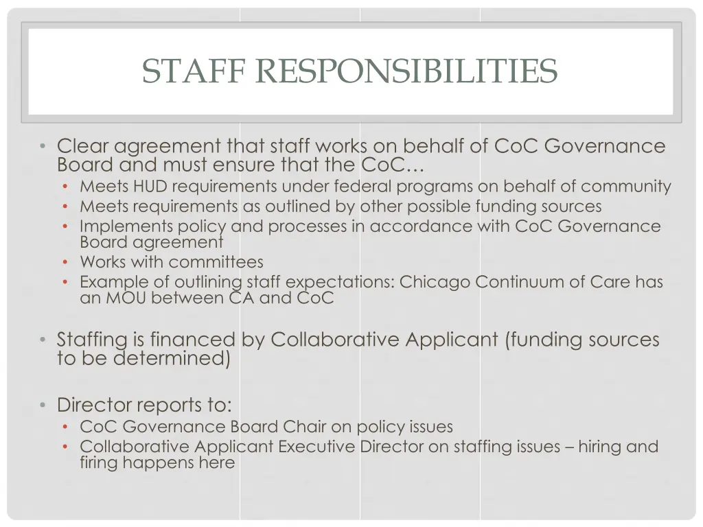 staff responsibilities