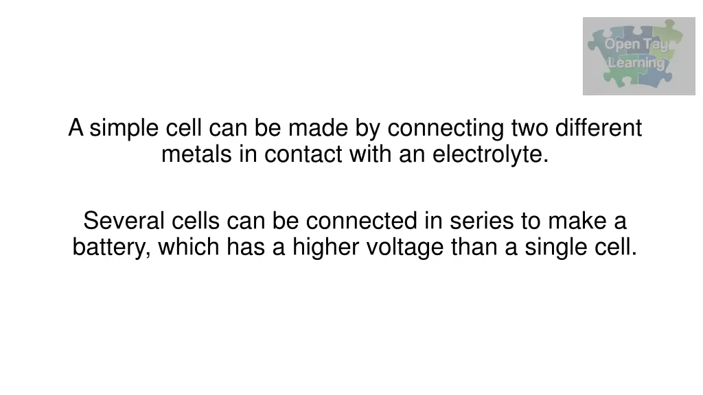 a simple cell can be made by connecting