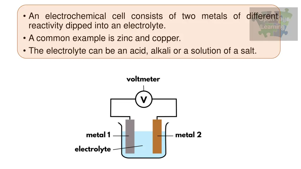 an electrochemical cell consists of two metals