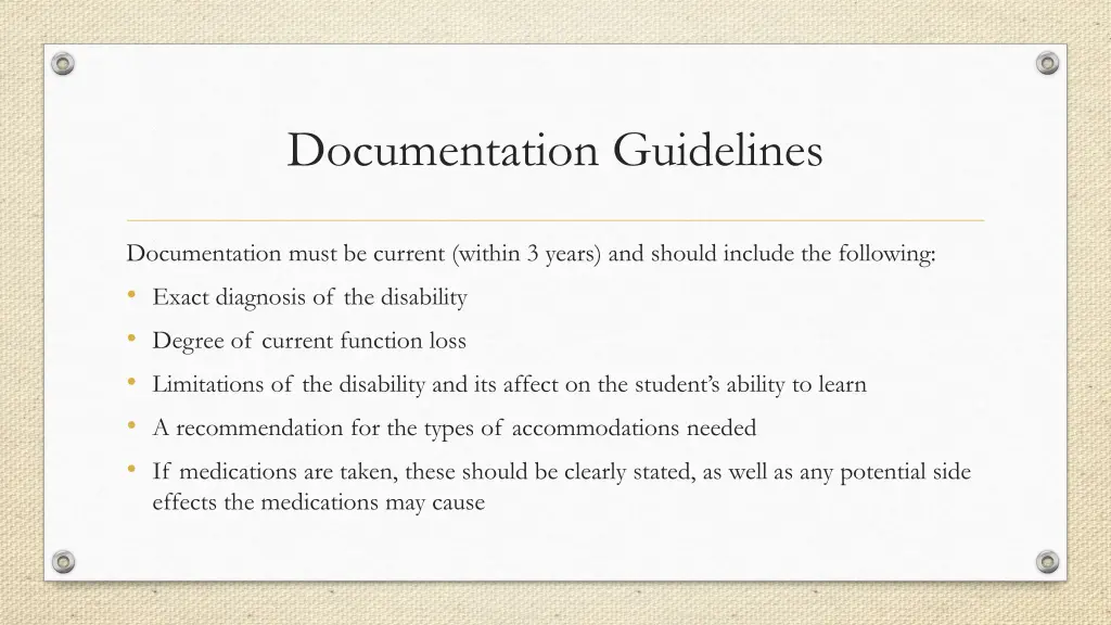 documentation guidelines