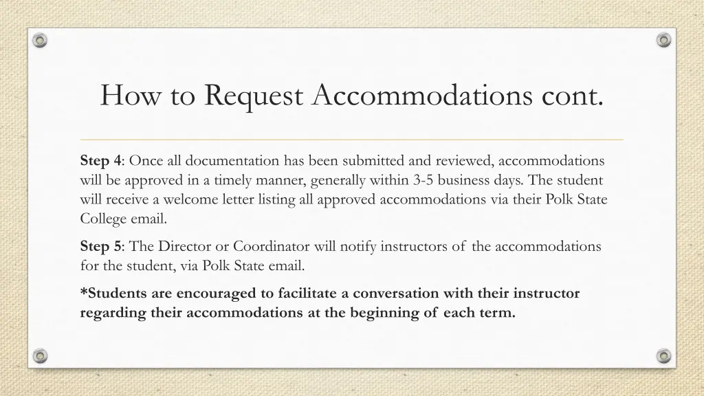 how to request accommodations cont