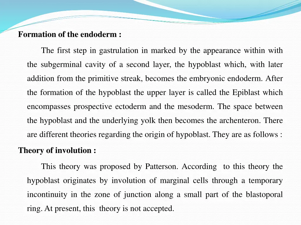 formation of the endoderm