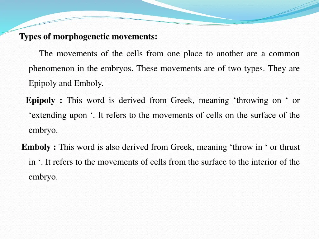 types of morphogenetic movements