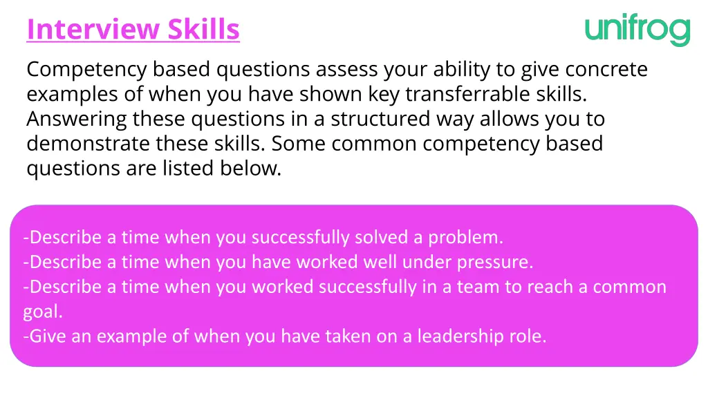 interview skills competency based questions