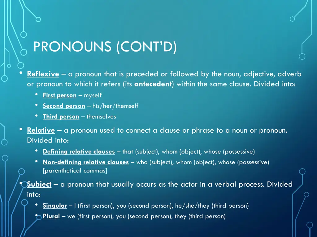 pronouns cont d