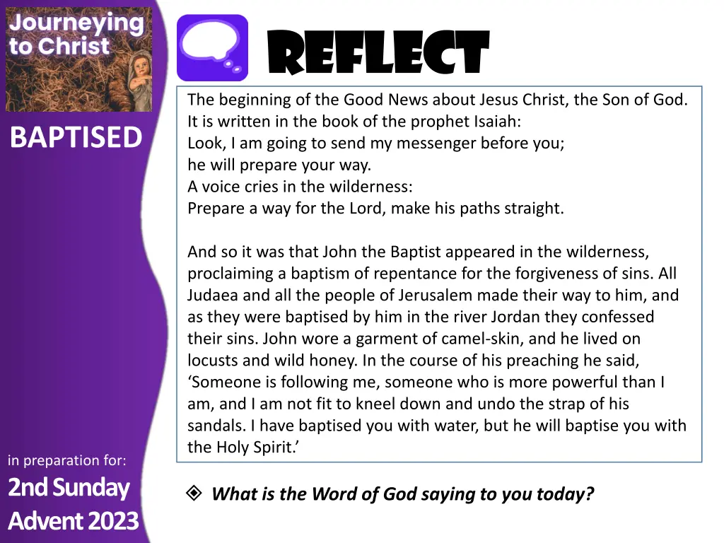 reflect reflect the beginning of the good news