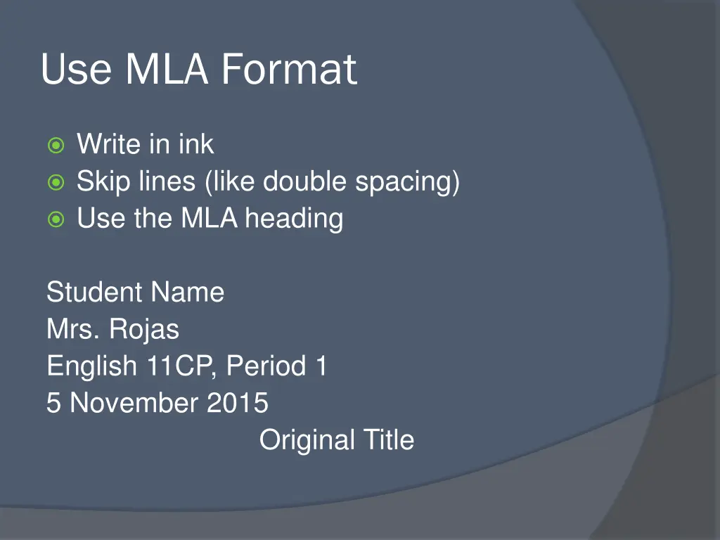 use mla format