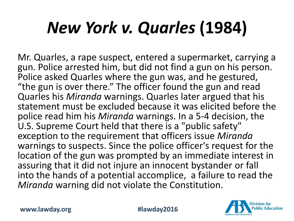 new york v quarles 1984