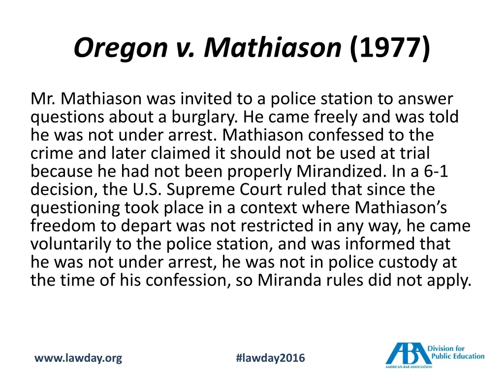 oregon v mathiason 1977