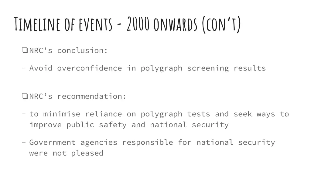 timeline of events 2000 onwards con t 1