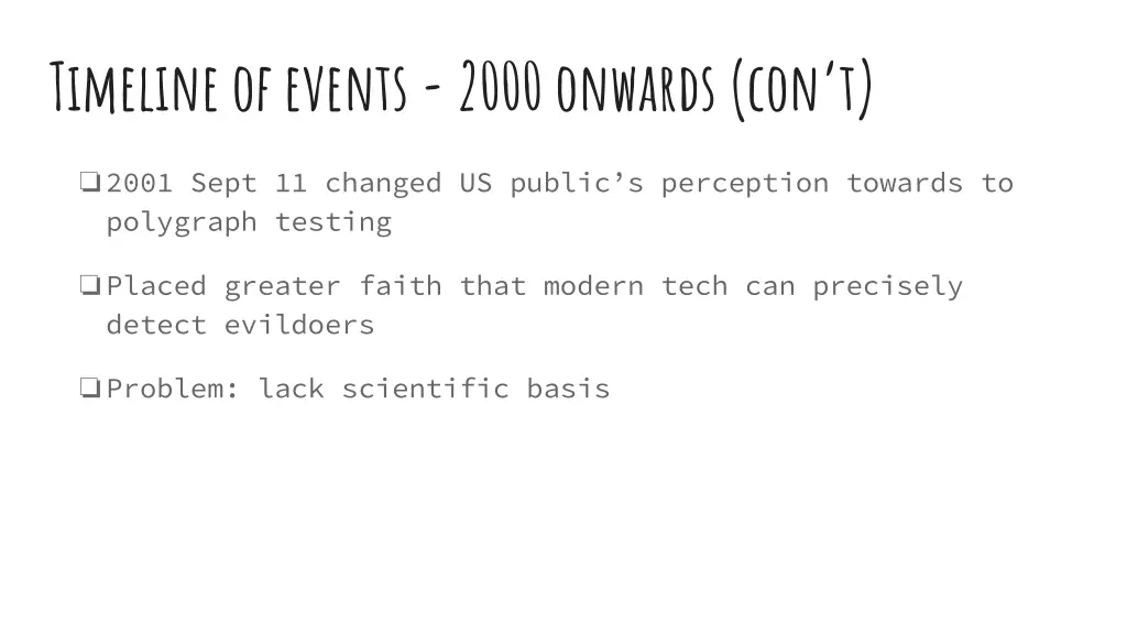 timeline of events 2000 onwards con t